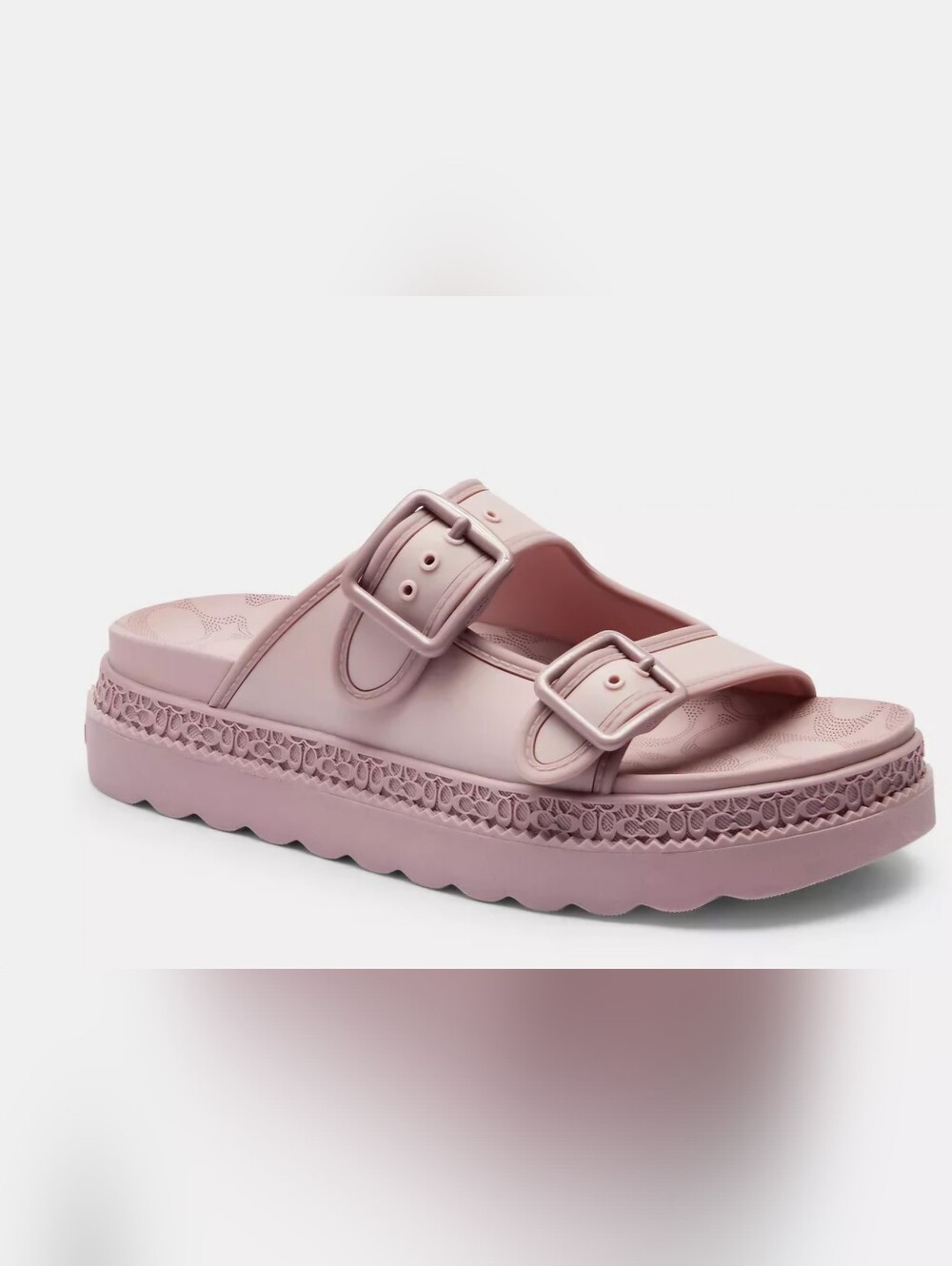 Coach Lainey Lilac Double Buckle Slide Sandals